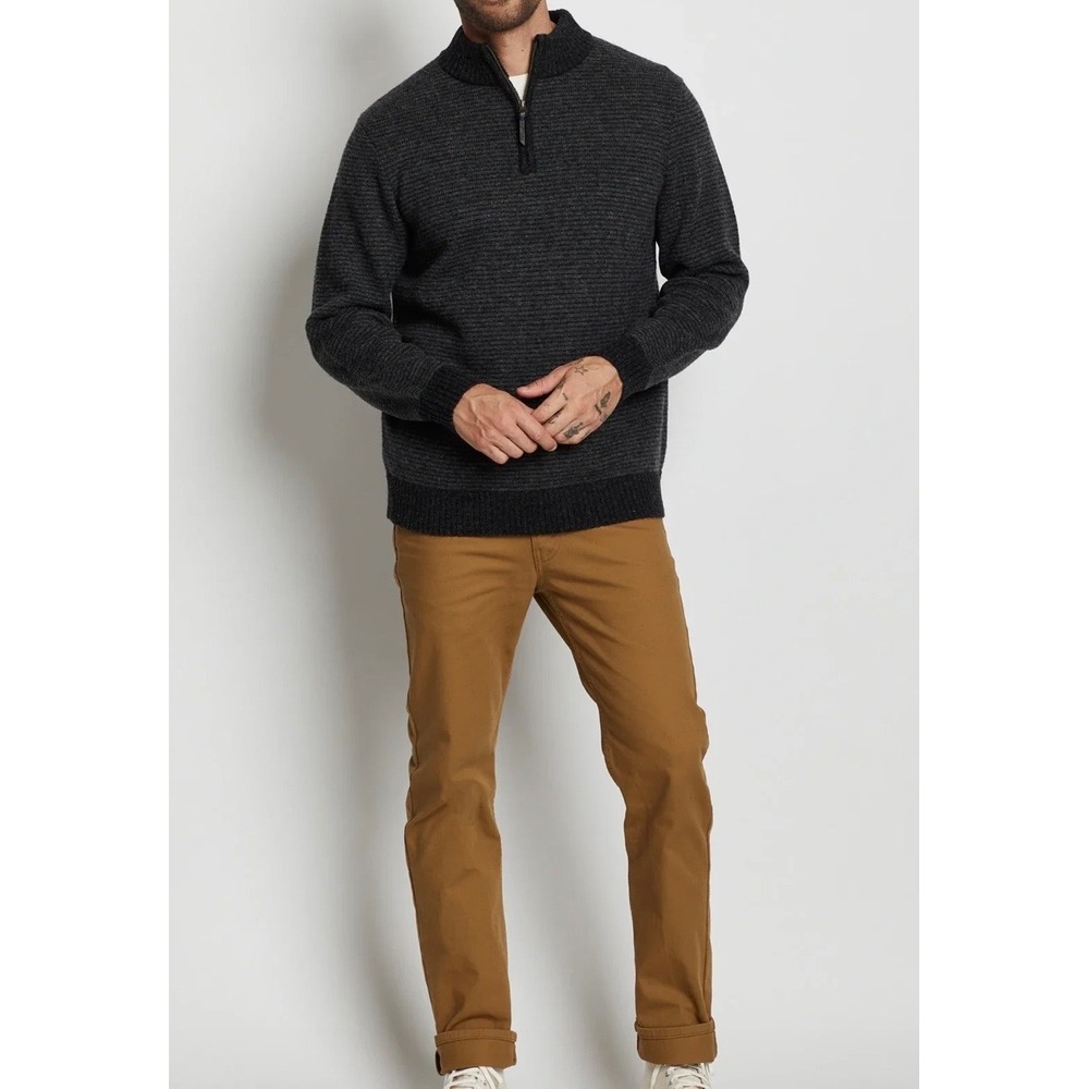 Pendleton XL Washable Wool Sweater Pullover Gray Black 1/4 Zip Mock Neck Men's